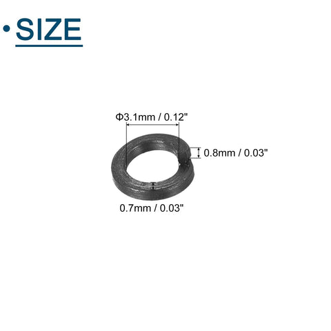 M3 Split Lock Washers 300 Pack Heavy Duty Carbon Steel Black Oxide Finish showing size dimensions.
