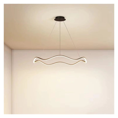 Circle Wave Led Pendant Lights Modern Minimalist Living Dinging Room Chandelier Lighting Bedroom Lamp Luster Fixtures for Foyer, sleek wavy design.