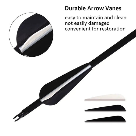 Black vanes of 12 Pack Archery Hunting Arrows For Compound Bow Or Recurve Bow With Removable Tips And Adjustable Nocks 30 Inch Durable Shafts
