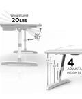 Portable Lap Desk And Workstation With Adjustable Height And Tilt, PVC Leather Finish, showing 90° tilt and 4 height levels