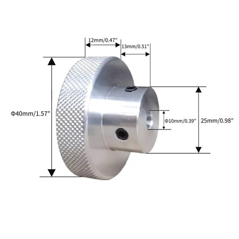 Aluminum Alloy Handwheel For Precision CNC And Stepper Motors 40mm Outer Diameter 10mm Bore Knurled Grip CNC Machined
