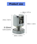 Glass Clamp Holder Bracket For 10-12mm Thick Glass with product dimensions in millimeters, rustproof metal close-up