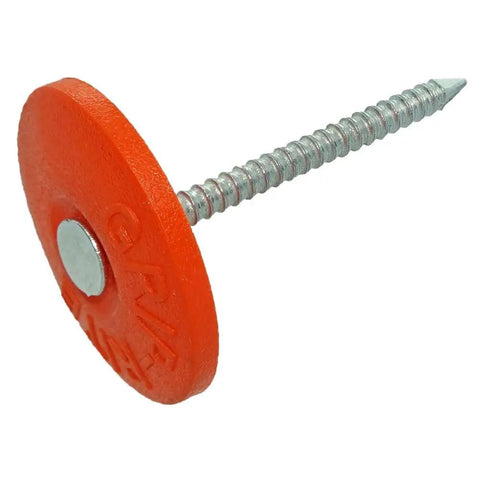 One And A Half Inch Round Plastic Heavy Duty GripCap Nail with Wide Head and Ringed Shank, 2000 Count for Exterior Construction