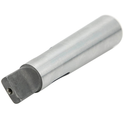 Side view of MT3-MT2 taper reducing drill sleeve; steel body with darkened end for lathe and milling.