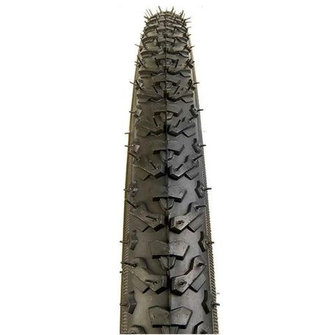 Knobby Wire Bead Bicycle Tire With Gumwall For Street And Off Road Use, 27 Inch By 1 3 8 Inch Replacement Tire, Black With Tan Sidewalls