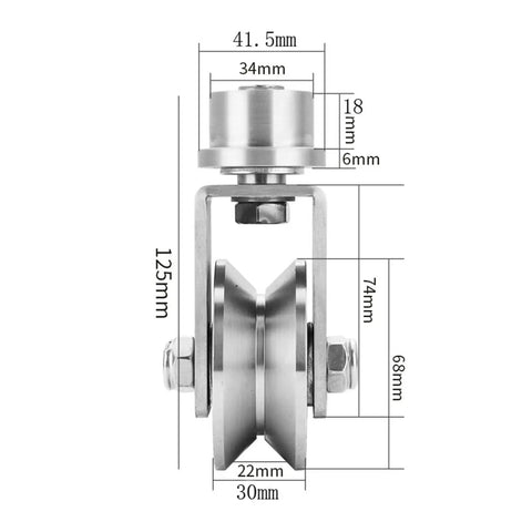 Beefy 304 Stainless Steel Pulley Wheel Set With M68 V Type Duplex Bearing 360 Degree Swivel Rope Pulleys Two Point Seven Inch Wheel Diameter