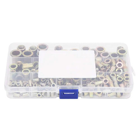Solid 180 Piece Rivet Nut Kit With M3 M4 M5 M6 M8 M10 Zinc Plated Inserts For Auto Repair And Home DIY Projects Making Strong Threads Fast in organizer case
