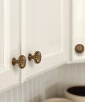 Kitchen cabinets with 10 Pack Champagne Bronze Cabinet Knobs 1-1/5 Inch Round Solid Zinc Alloy Drawer Knobs Dark Gold Modern Hardware.