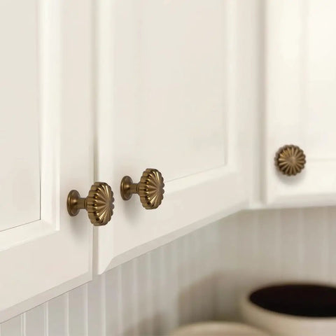 Kitchen cabinets with 10 Pack Champagne Bronze Cabinet Knobs 1-1/5 Inch Round Solid Zinc Alloy Drawer Knobs Dark Gold Modern Hardware.