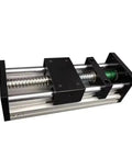 Rock Solid Double Rail Sliding Table With SFU 1204 Ballscrew for Slick XYZ Axis Motion Stage Dead On Precision CNC Platform 400mm straight shot setup, close-up view.