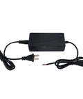Front view of a black rectangular AC/DC power adapter with 2-prong plug and DC output cable.