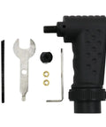Heavy Duty Right Angle Converter For Rotary Grinders including adapter, wrench, and hardware for precise tool control.