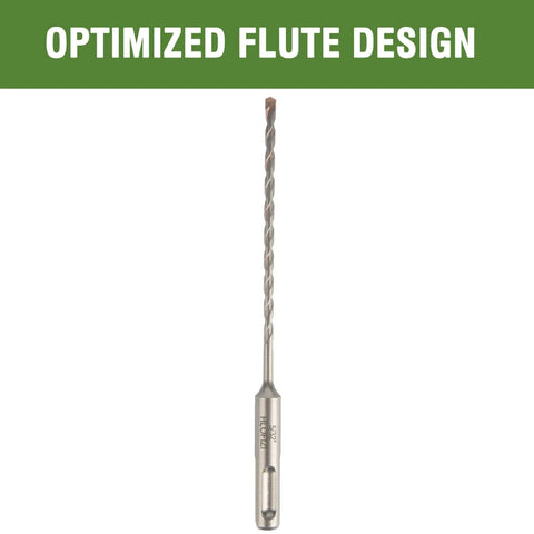 Hammer drill bit, SDS Plus, 5/32 in diameter x 6 in length, carbide-tipped masonry bit for concrete and brick, 6-pack