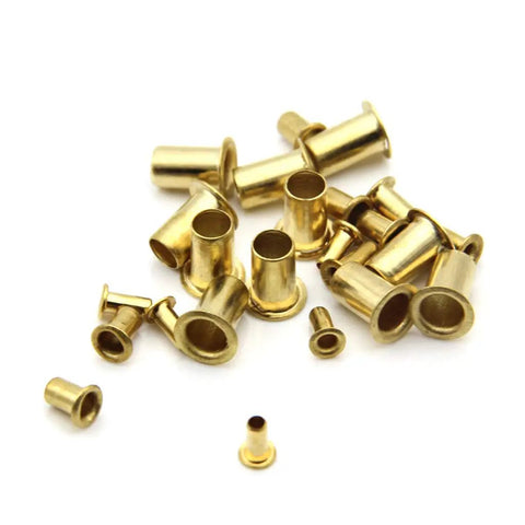 Copper Hollow Rivets Kit For Circuit Boards M0.9 M1.3 M1.5 M1.7 Mixed Sizes for PCB Nails close-up