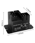12V DC 30 Amp 4 Pin General Purpose Heavy Duty Power Relay for Industrial and Automotive Loads, front view with dimensions