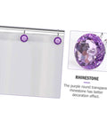 12-Piece Rust-Resistant Shower Curtain Hooks With Purple Rhinestones, Glide Double Hooks For Easy Hanging, close-up of rhinestone.