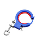 Blue and red adjustable clamp from Heavy Duty Cable Tray Pulley Roller For Electrical Wire Pulling Tool Stainless Steel Wire Guide Roller