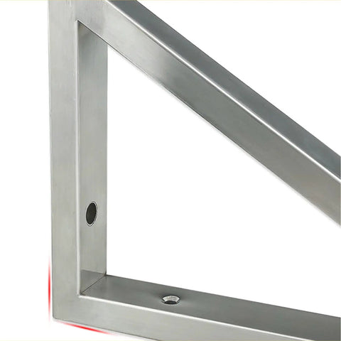 Top Notch Heavy Duty L Shape Shelf Brackets For Secure Wall Mounts, Corrosion Proof Stainless Steel close-up detail.