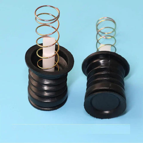 Top Shelf Rubber Drain Trap Valve Assembly With Pull Rod Switch And Strong Springs Universal Replacement Set For Twin Tub Washer Dryer 2 In 1 Combo Machines Hassle Free close-up of rubber drain parts with springs