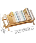 Freestanding Bamboo Book Shelf For Home Office And Study, Dope Compact Desktop Organizer with plastic side panels and books