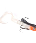 Pike Musky Dawg Soft Bait Lure For Freshwater Fishing 8 Inch Swimbait 45g in white with orange head, two hooks.