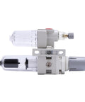 Side view of Two Unit Air Source Treatment FRL System with Oil Water Separator and Pressure Regulating Filter for AC2010 AC3010 AC4010 AC5010