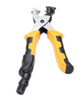 RitoEasysports Electric Badminton Racket Trumpet Plier 2A Cold Hot Press Crimping Machine For Grommets And Eyelets Installation US Plug durable steel tool with yellow grip.
