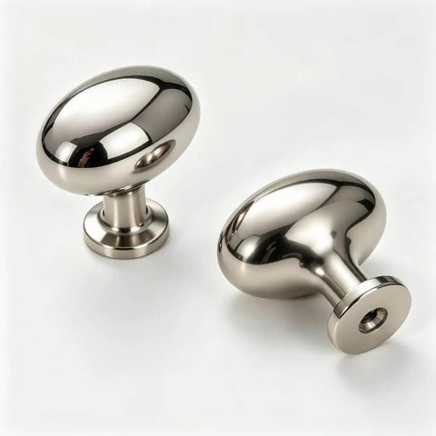 Titanium Silver Mushroom Cabinet Knobs 1.28 Inch Round Zinc Alloy Drawer Knobs Polished Chrome Single Hole Furniture Pulls