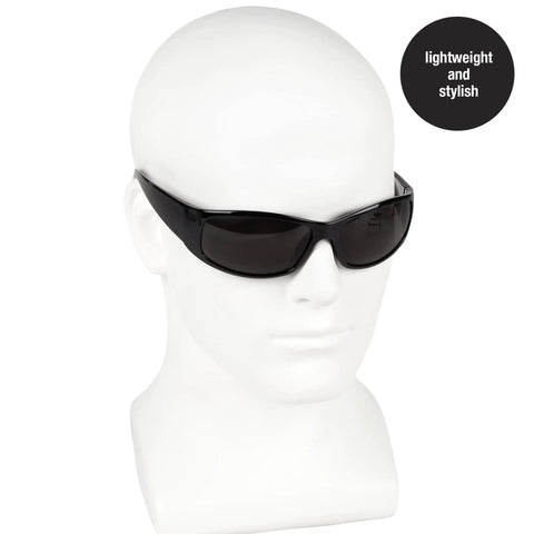 Elite Safety Glasses 12 Pack Smoke Lenses Black Frame Unisex Shooting Sunglasses For Men And Women 99.9 UVA UVB UVC Protection For Range Outdoor And Everyday Use
