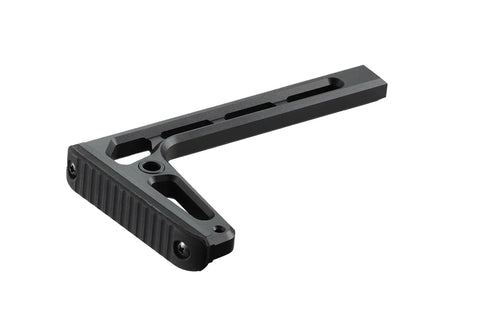 Fixed 1913 Stock For MCX MPX Rifles, Non Collapsible Polymer Stock, matte black finish, side view showing rail attachment points