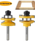 Three Piece Raised Panel Cabinet Door Router Bit Set With Ogee Rail And Stile For Woodworking shown with 1/4 inch shank