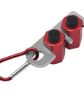 Dead Nuts Accurate Stair Gauge And Framing Square Stop Bracket With Hex Thumb Screw Adjustment For Smooth Lumber Marking And Tough Aluminum Workshop Gear, featuring hex knobs and carabiner