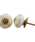 100 Piece Star Yellow Ceramic Drawer Knobs Plus Cabinet Hardware Pulls For Swanky Homes Featuring Rust Proof Finish Easy Install Setup And Kickass Durability Crafted For Upscale Dressers And Slick Room Refreshes - front and side view of yellow star ceramic knobs