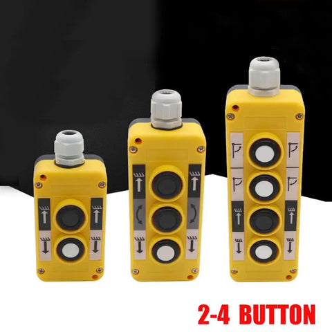 Yellow Weatherproof Electric Hoist Crane Push Button Switch Up Down Driving 3 Button Control For Industrial Lifts, ABS Frame