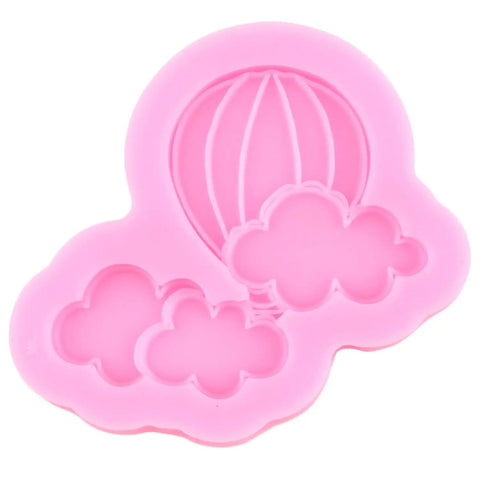 Sweet Rainbow Cloud Fondant Molds Set Of 4 For Cake Decorating And Cupcake Toppers Hot Air Balloon And Cloud Silicone Molds in pink
