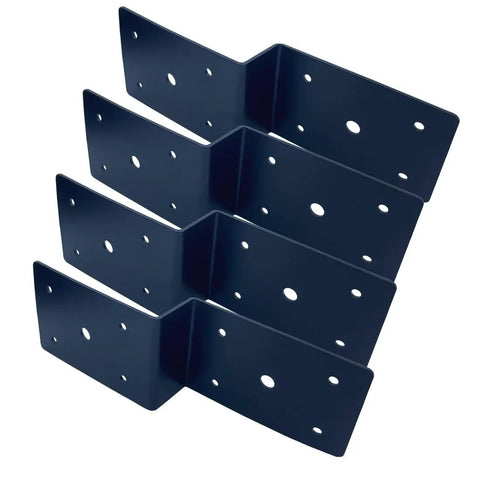 Beefy 4 Pack Heavy Duty Steel Z Brackets Set, 6 Inch Post To Beam Supports, Double Angle Channel Corner Braces For Wood Shelves, DIYers' Lumber Connectors, Pergola Hardware, 3mm Thick, Black