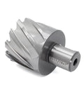 Oscarbide annular cutter with Weldon shank, 1-11/16 in cutting diameter, 1 in depth of cut, silver metal