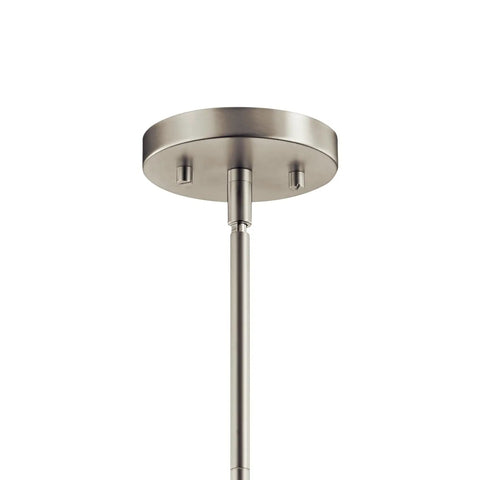 Brushed Nickel Mini Pendant Light With Clear Glass Shade For Kitchen Island Or Sink ceiling mount close-up