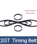Beefy 2GT Timing Belt Set For Closed Loop Power Transmission 96-1600mm length, 2-50mm width, shown with black belts.