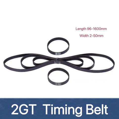 Beefy 2GT Timing Belt Set For Closed Loop Power Transmission 96-1600mm length, 2-50mm width, shown with black belts.