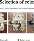Heavy Duty Sliding Bolt Door Latch Auto Return Action Adjusts 25 To 60 Cm Bronze Finish shown in brass, bronze, and black colors.