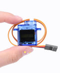 Close-up of Ten Pack 9G Micro Servo Motors Kit For Arduino Projects And SG90 Micro Servos for RC models with metal gear upgrade.