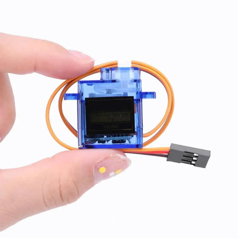 Close-up of Ten Pack 9G Micro Servo Motors Kit For Arduino Projects And SG90 Micro Servos for RC models with metal gear upgrade.