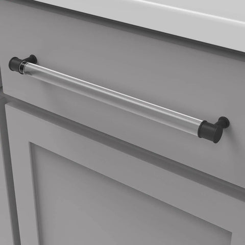 5 Pack Solid Core Cabinet Pulls With Matte Black Finish And Crystal Acrylic Accents, 12 Inch Center To Center Kitchen Cabinet Handles