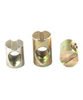 Heavy Duty Barrel Nuts and M6 M8 Cross Dowel Bolts Set for Furniture Assembly, zinc plated, slotted view