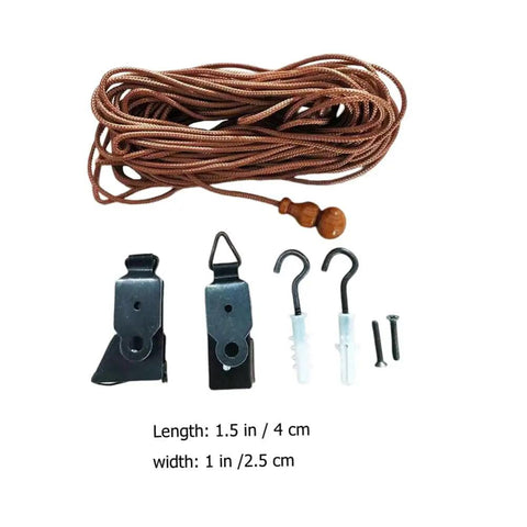 Top Tier Roller Shade Lift Cords and Bamboo Shade Strings for Smooth Pull Replacement Kit with hooks and cord for mini blinds.