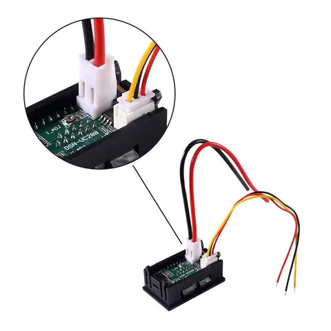 Wiring details of 2-Pack 0.28 Inch LED Voltmeter Ammeter Dual Display Digital Multimeter For DC Power 0 To 100V 10A With Red And Blue Readouts