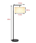 Cordless Arc Floor Lamp With Remote, Battery Powered Tall Living Room And Bedroom Light, Drum Fabric Shade, LED Bulb Included.