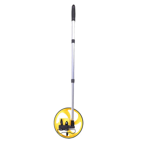 WALFRONT 8 Inch Measuring Wheel with Telescopic Pole for Construction, showcasing a yellow wheel and aluminum alloy pole.