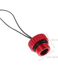 Scuba Tank Valve Dust Cap Protector with red cord and threaded cover, keeps debris out, 1.0 in diameter, ideal for diving tanks.